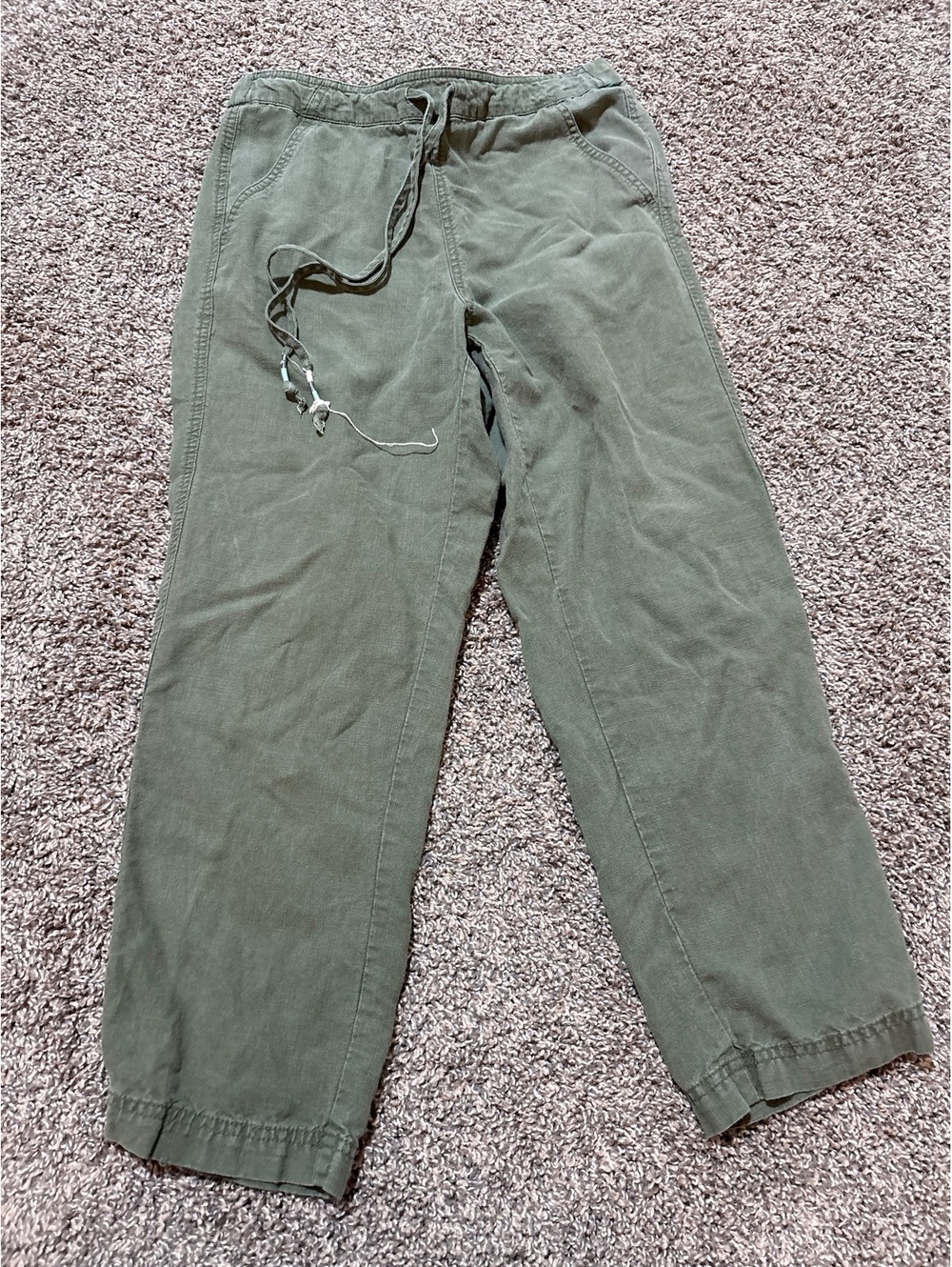 J.Crew Linen Blend Olive Green Drawstring Casual Pants Size S